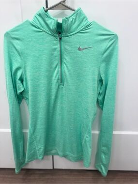 Nike Women's Mint Green Quarter-Zip Long Sleeve Top